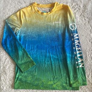 Magellan Outdoors Colorful Long Sleeve Shirt  SZ M 10-12  fishing